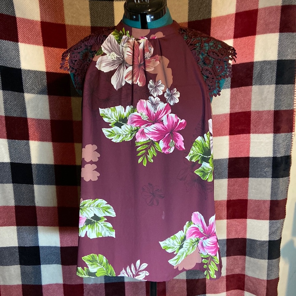 burgundy floral top